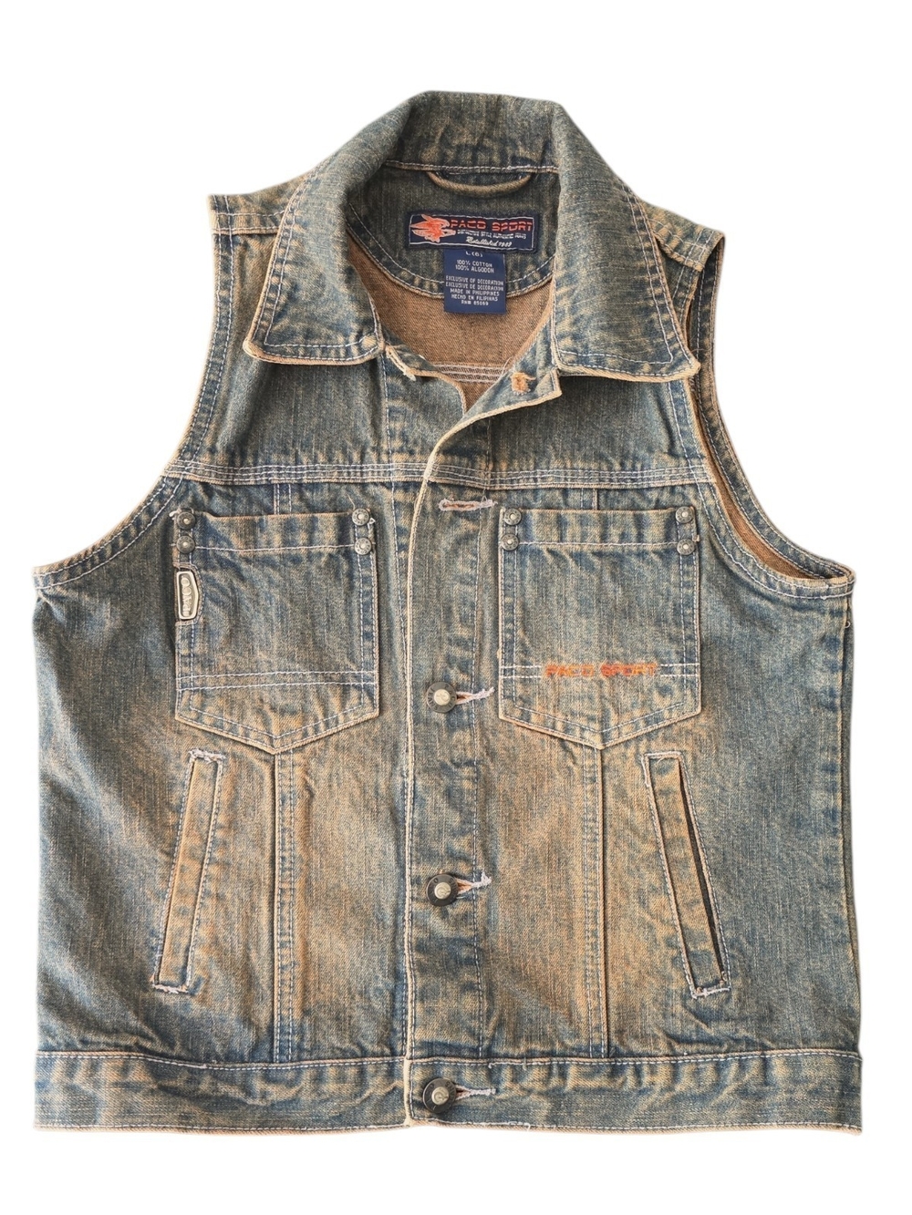Paco Sport Vintage Y2K 90s Denim Utility Vest